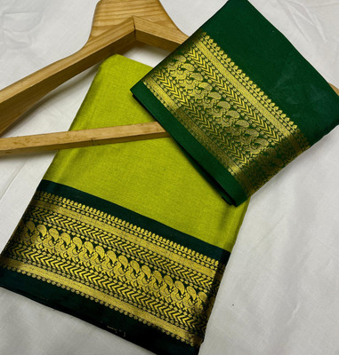 Fashion Club Collection Woven Bollywood Cotton Silk Saree(Green, Light Green)