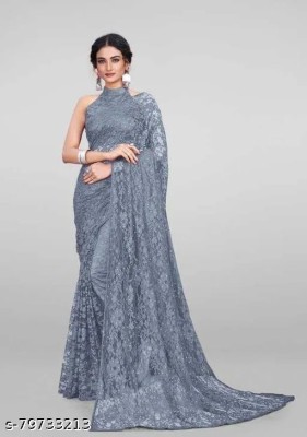 TVISHAFASHION Self Design Bollywood Net Saree(Grey)