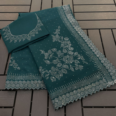 HouseOfCommon Embellished Bollywood Organza Saree(Light Blue)