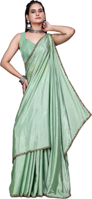 PRTRENDZ Woven Kanjivaram Jimmy choo, Chiffon Saree(Light Green)