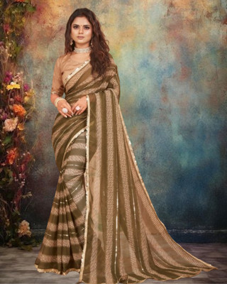 Jayu Striped Daily Wear Georgette Saree(Green)