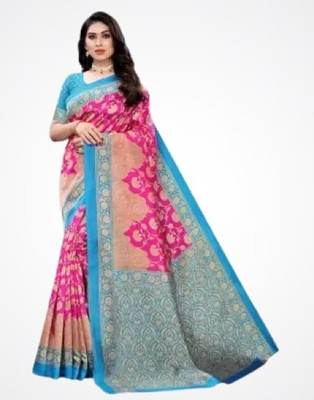 HouseOfCommon Printed Mysore Pure Silk Saree(Multicolor)