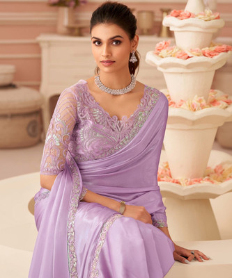 Sareemall Embellished Bollywood Chiffon Saree(Purple)