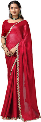 Virendra Textiles Self Design Bollywood Satin Saree(Red)