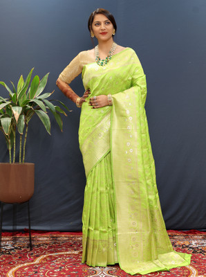 amirat Woven Patola Jacquard Saree(Light Green)