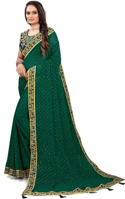 LAKHADATARI PRINTS Embroidered, Self Design Bollywood Georgette Saree(Green)