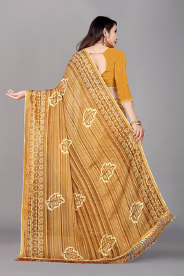 AARTI PRINTS Embellished Daily Wear Georgette Saree(Mustard)