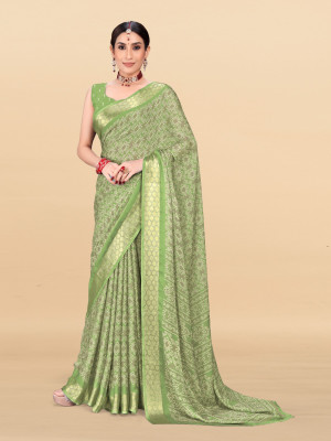 SHIVRUH Self Design Bandhani Viscose Rayon, Chiffon Saree(Light Green)