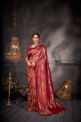 Vardha Woven Kanjivaram Art Silk Saree(Red)