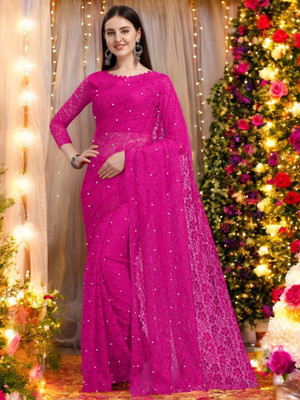 Fashion Nexa Printed Bollywood Brasso Saree(Pink)