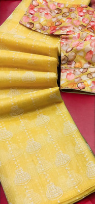 Sachita Printed Chanderi Georgette Saree(Yellow)