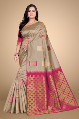 TRENDING KART Woven Banarasi Silk Blend Saree(Multicolor)