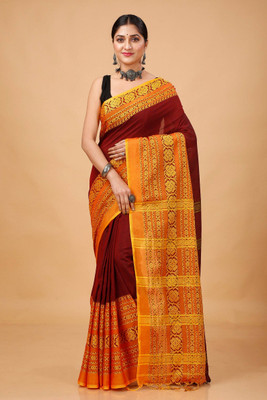 ADbutiq Self Design Bollywood Handloom Cotton Blend Saree(Multicolor)