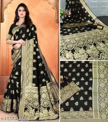 Siddhi Vinayak Knitts Woven Kanjivaram Jacquard Saree(Black)