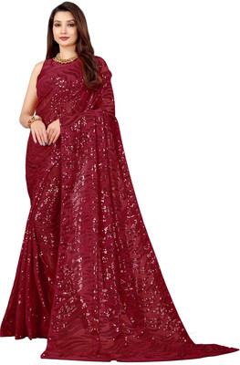 b bella creation Self Design Bollywood Georgette Saree(Maroon)