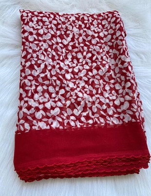 AARTI SELECTION Printed Bandhani Georgette Saree(Red)