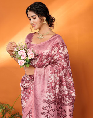 YASHIKA Printed Kalamkari Art Silk Saree(Pink)