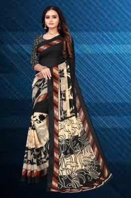 Diamoon Printed Daily Wear Georgette Saree(Black)