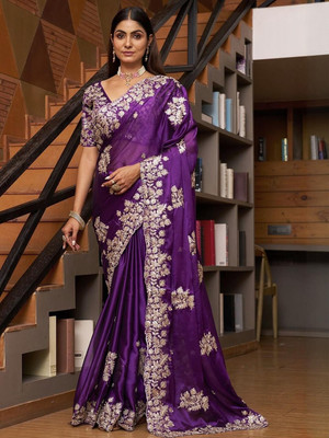 shree maruti fashion Embroidered Bollywood Jimmy choo Saree(Pink)