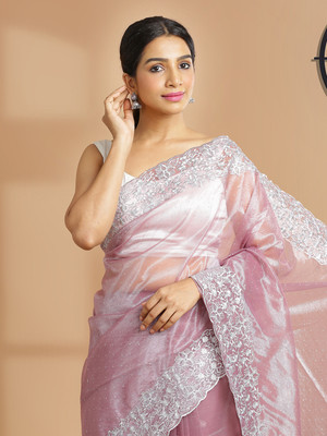 Kalyan Silks Embellished Daily Wear Net Saree(Pink)