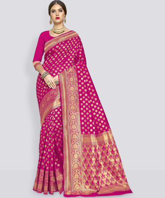 Sariya Woven Banarasi Silk Blend Saree(Pink)