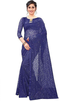 vinno Embroidered Bollywood Net Saree(Multicolor)