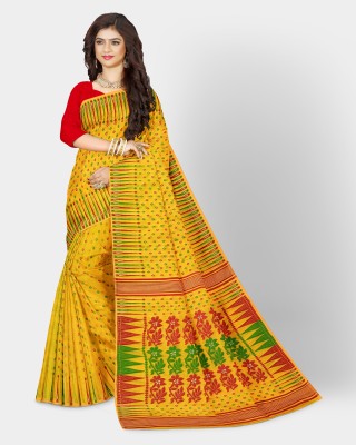 Mayabi Woven Jamdani Cotton Silk Saree(Yellow)