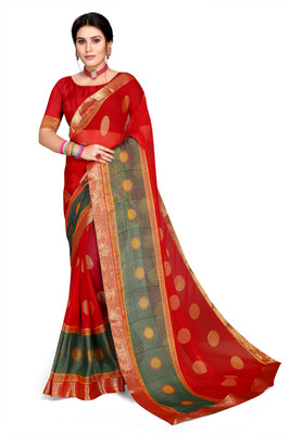 mahalaxmi fab Dyed, Solid/Plain Bollywood Georgette, Chiffon Saree(Red)