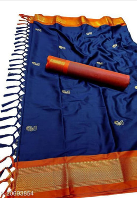 Paithani Self Design Mysore Pure Silk Saree(Blue)