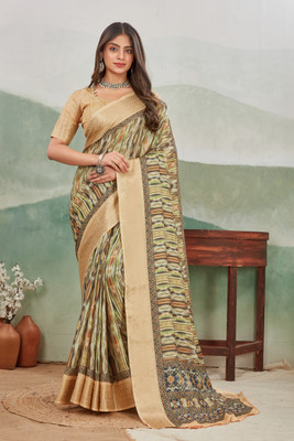DHARMRAJ ENTERPRISE Digital Print Bollywood Viscose Rayon Saree(Beige)
