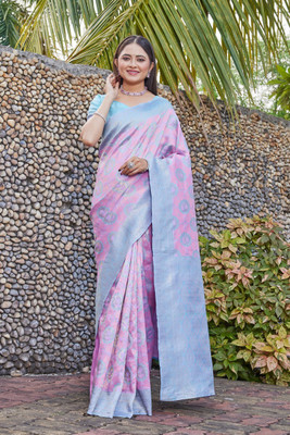 MANJULA SAREE Woven Banarasi Cotton Silk Saree(Pink)