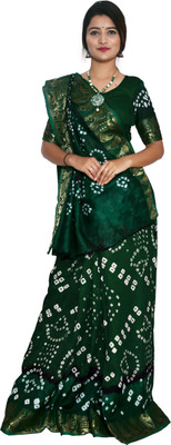 JERAVI Enterprise Printed Bandhani Art Silk Saree(Green)