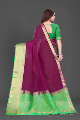 Aarunika BS Self Design Bollywood Organza Saree(Magenta)