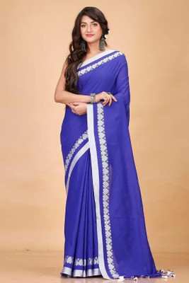 DURGA SAREE MALL Self Design Handloom Pure Cotton Saree(Blue)