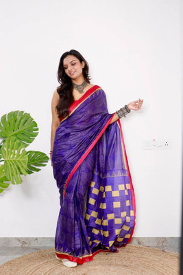 JASU CREATION Printed Handloom Pure Cotton Saree(Purple)