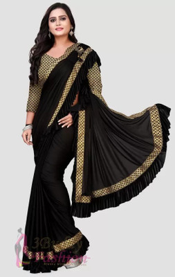 VKARAN Self Design Bollywood Lycra Blend Saree(Black)
