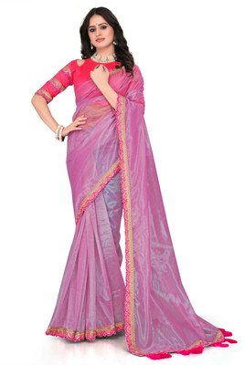Mortile Designer Studio Embroidered Bollywood Lycra Blend Saree(Pink)