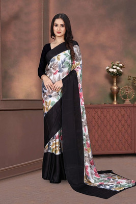 jihana fab Printed Bandhani Chiffon, Silk Blend Saree(Multicolor)