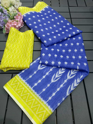 Gajal Self Design Bollywood Linen Saree(Blue)