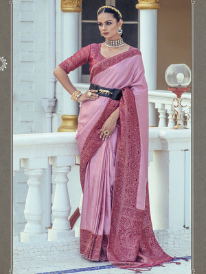 Divastri Woven Kanjivaram Satin Saree(Purple)