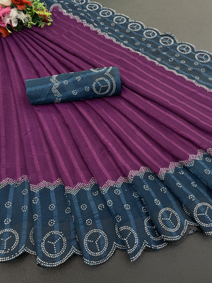 ZOYAL ENTERPRISE Printed Bollywood Georgette Saree(Dark Blue)