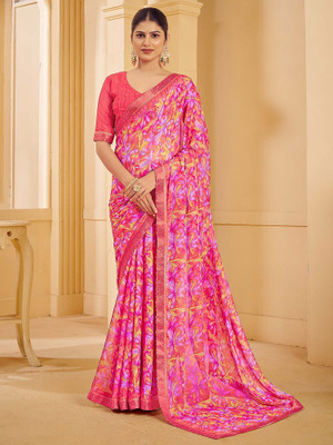 Tasrika Printed Chinnalapattu Chiffon Saree(Pink)