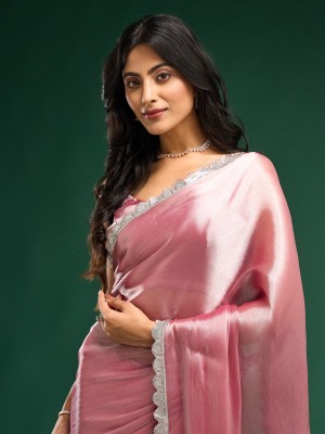 KASEE Embellished Bollywood Silk Blend Saree(Pink)