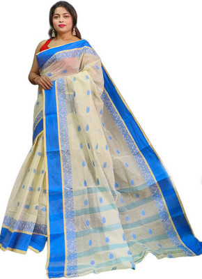 HouseOfCommon Printed Daily Wear Pure Cotton Saree(Grey)