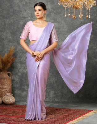 Satrani Dyed, Embellished Bollywood Georgette Saree(Purple)