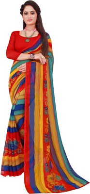 Suali Printed Daily Wear Georgette Saree(Yellow)
