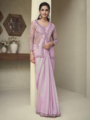 Divastri Embellished Bollywood Georgette Saree(Purple)