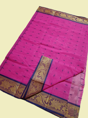 Maasaree Solid/Plain Tant Pure Cotton Saree(Pink)