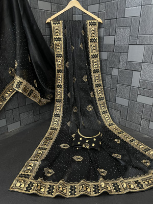 KHRITI FAB Embroidered Bollywood Jimmy choo Saree(Black)