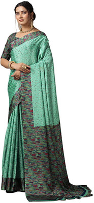Virendra Textiles Printed Daily Wear Crepe Saree(Green)